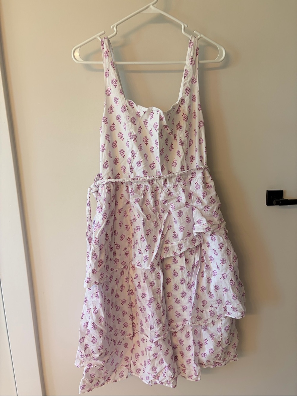 J. Crew White Dress with Purple Floral Print